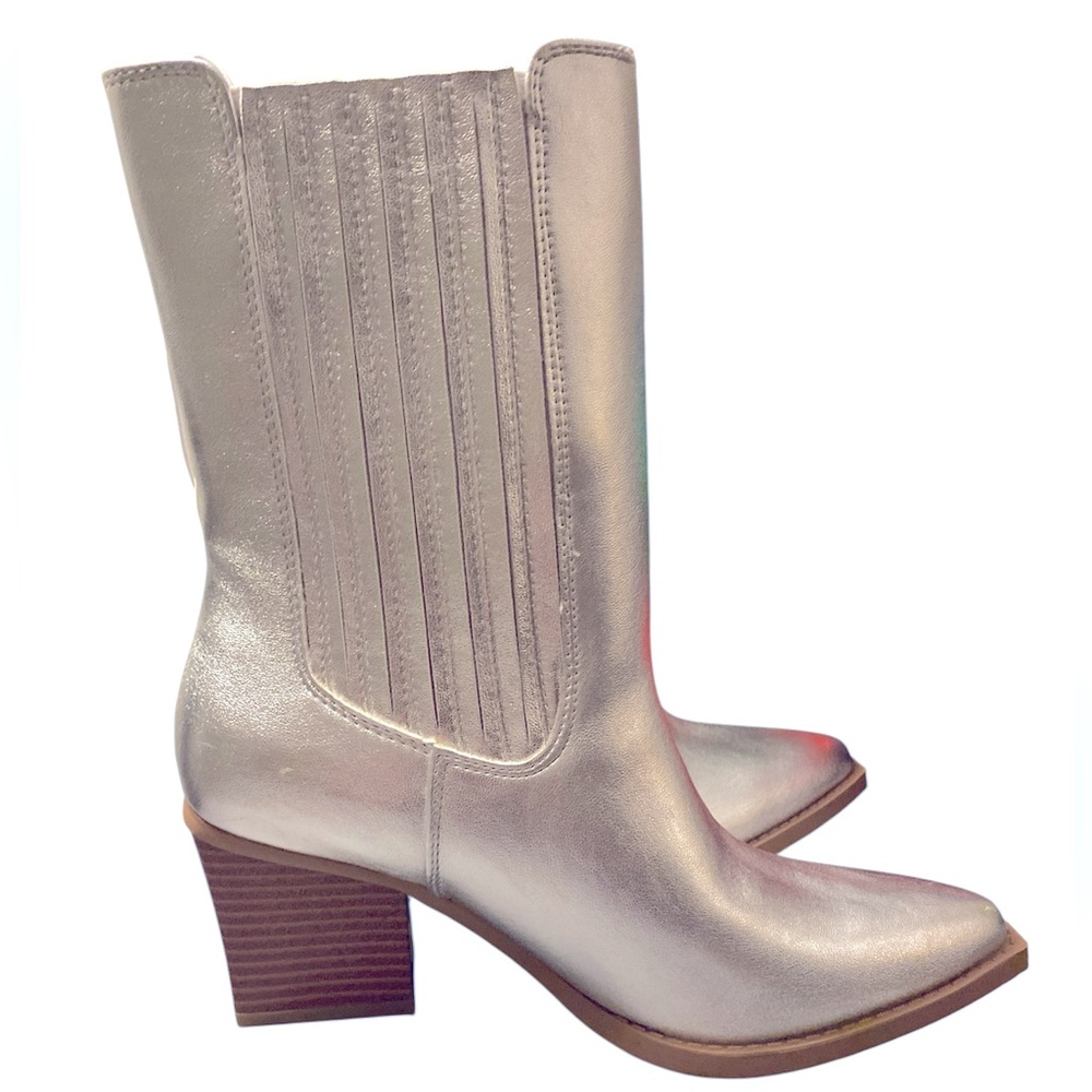 Metallic Silver Country Western Cowboy Boots NWT
